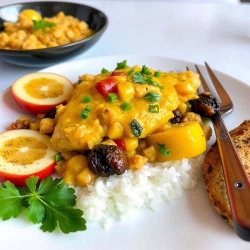 Plat traditionnel jamaïcain 'Ackee and Saltfish', avec de la morue, des poivrons et des oignons