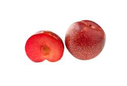 Pluot, hybride prune-abricot, fruit en P